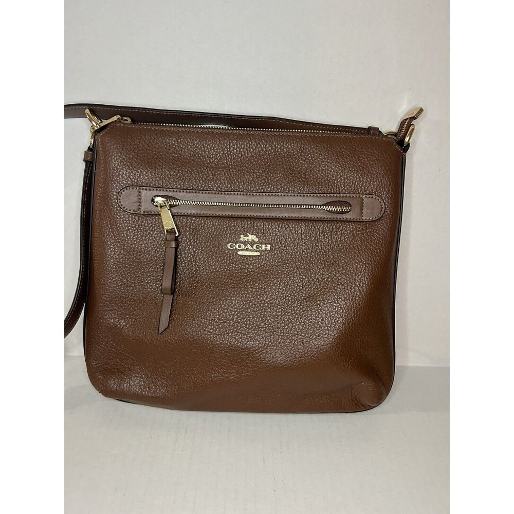Coach Mae File Crossbody Bag F34823 Pebble Leather Dark Brown